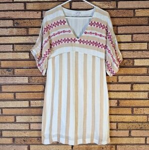 Anouk Grewal XS Tan And White Striped Dress